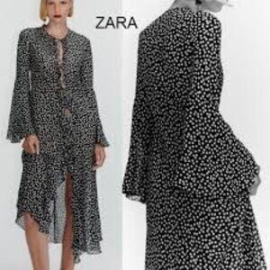NWOT Zara Polka Dot Bell Sleeve Kimino Dress